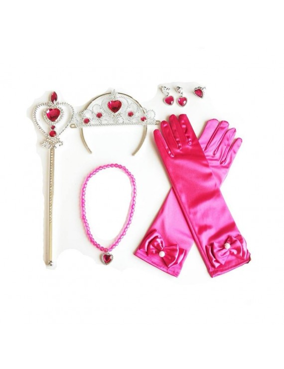 Princess Dress up Accessories 5 Pieces Gift Set (Pink)