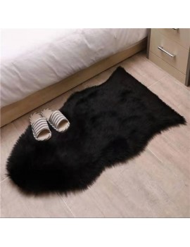 Soft Fluffy  Artificial wool Area Rug 60x90CM (Black)