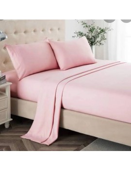 Queen size Bed Sheet 4 pieces set  Pink