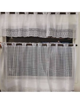 Net Kitchen Curtain Three-Pieces Set Stylish white lace Brand New