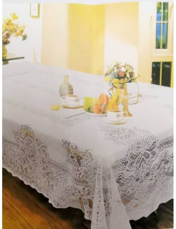 Whit/ Orange net Lace Table Cloth Cover 140*200cm Brand New