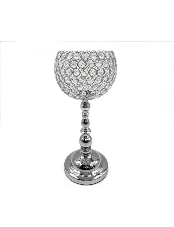 Mosaic Crystal Candle Holder  Silver