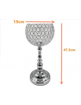 Mosaic Crystal Candle Holder  Silver