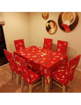 6pcs Christmas Chair Covers+ Table Cloth
